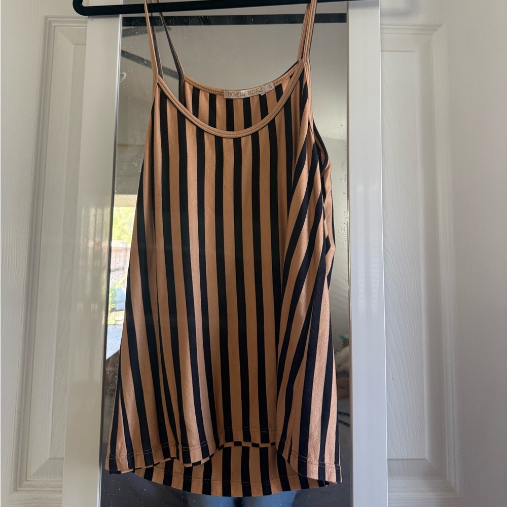 Novella Royale Black and Tan Asymmetrical Camisole